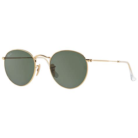 ray ban rb3447 round metal sunglasses gold green